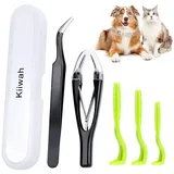 LuxusKollektion Zeckenpinzette Zeckenzange Set Edelstahl Box für Hunde Katzen Mensch