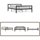 Bettgestell Schwarz Und Weiß Metall 140×200 Cm - Metallbett - Doppelbett - Boxspringbett - Bettgestell - Schlafraum