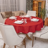 Simurq Tischdecke Abwaschbar - Wasserabweisend | Tischdecke Rund 160 Leinenoptik-Lotuseffekt | Pflegeleicht & fleckenabweisend Tischdecken | Tischdecke Rot -Tischtuch Table Cloth (Rot, 160 Rund)