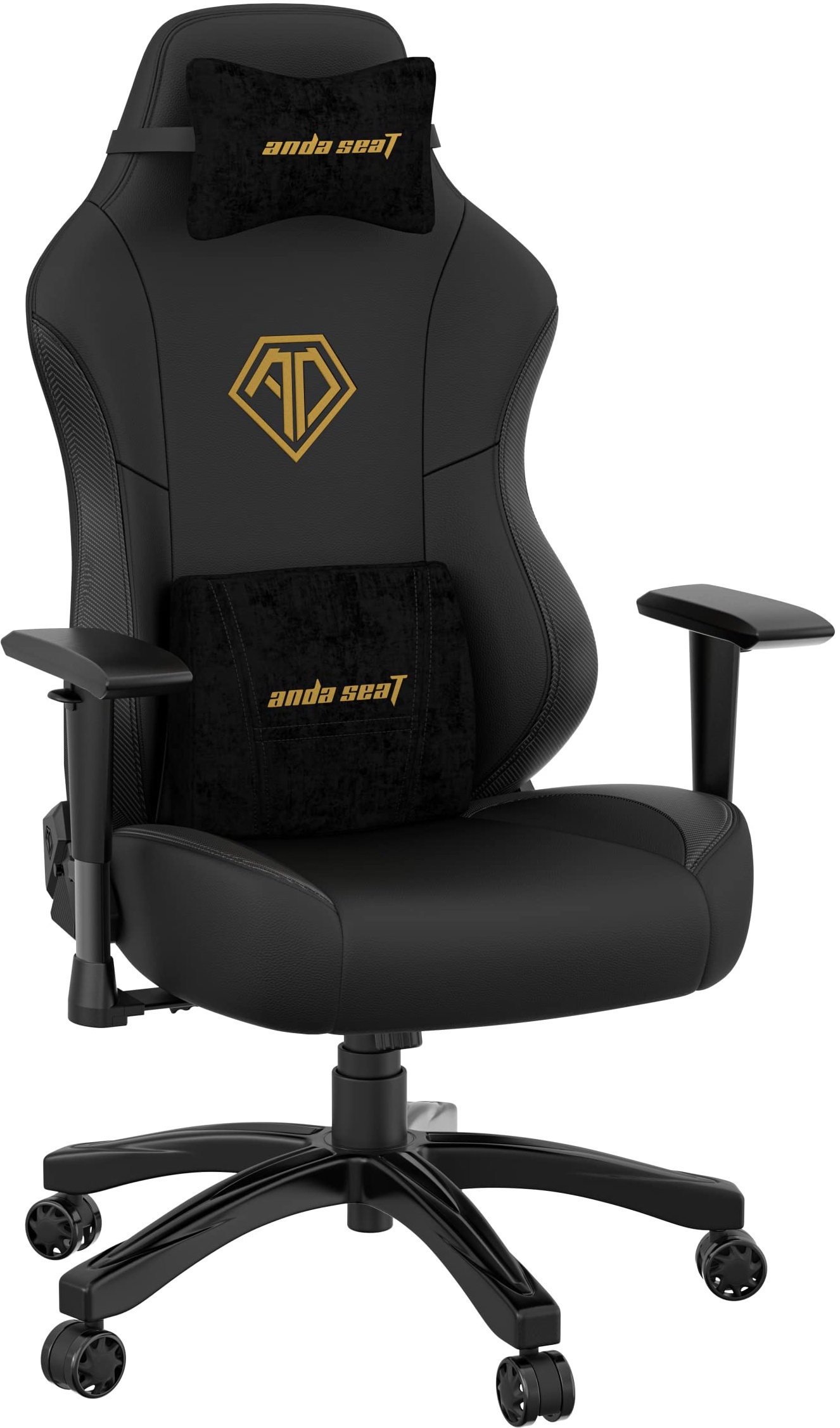 Anda Seat Phantom 3 Pro Gaming Chair - Ergonomischer Bürostuhl, neigbarer Videospiel-Gamer-Stuhl, Nacken- & Lendenwirbelstütze - Großer schwarzer Premium-PVC-Leder-Gaming-Stuhl für Erwachsene