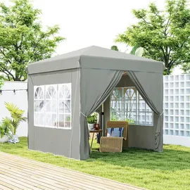 Outsunny Faltpavillon 2,5 x 2,5 m inkl. 4 Seitenteile Hellgrau
