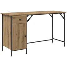 vidaXL Computertisch Artisan-Eiche 131 x 48 x 75 cm Holzwerkstoff, Stylischer, robuster Schreibtisch, rechteckiges Design, rustikale Optik, viel Stauraum, kompakt fürs Home Office