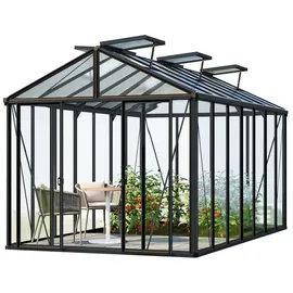 Gfp HERA Gewächshaus Pulverbeschichtet Anthrazit ESG 5 mm 11,85 m2