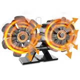 DZKKIUR Doppelkopf Kaminventilator,Selbstbetriebener Ofenventilator Ohne Strom, Wärmebetrieben, Leiser Betrieb, Zwei Motoren, Für Kaminofen/Holzofen/Kamin/Esszimmer/Wohnzimmer