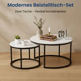 home collective Couchtisch 2er Set Weiß Holz 70 x 42,5 cm