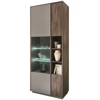 Furn.design Vitrine Eiche Glas, Nachbildung, 80x200x40 cm, Wohnzimmer, Wohnwände,