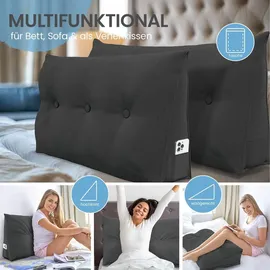 eloneo Rückenkissen 120 cm breit, Keilkissen für Bett und Sofa geeignet, dreieckiges Lesekissen, Kissen mit abnehmbarem und waschbarem Bezug, praktisches Seitenfach Handy 1 St