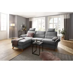 Ecksofa HOME AFFAIRE "Westerland L-Form", grau, B:252cm H:90cm T:162cm, 100% Polyester, Sofas, Federkern-Polsterung, wahlweise mit Bettfunktion, Bettkasten