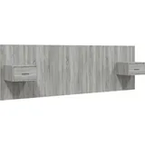 vidaXL Bettkopfteil mit Nachttischen Grau Sonoma Holzwerkstoff