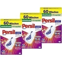 Persil Power Bars Color Waschmittel (3 x 60 Waschladungen), vordosiertes Buntwaschmittel mit biologisch abbaubarem Schutzfilm, für reine Wäsche & hygienische Frische für die Maschine