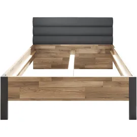 Begabino Bettgestell BEGABINO "Dallas Bett, Jugendbett mit gepolstertem Kopfteil", beige (graphit, montana oak), B:146cm H:96cm L:213cm, Betten, Bettgestell, Polsterbett wahlweise in 140 oder 120 cm