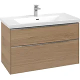Villeroy & Boch Waschbeckenunterschrank Subway 3.0 2 Auszüge 97,3 x 57,9 x 47,8 cm Nordic Oak / Aluminium glänzend