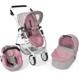 Bayer Chic 2000 3 In 3in1 Puppenwagen-Set bestehend aus Babywanne, Sportsitz und Autositz, Bärchen, Rosa
