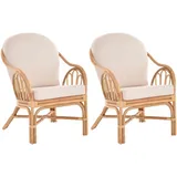 Set/2 Rattan Wohnzimmersessel Lounge Wintergarten Sessel Rattansessel (Natur)