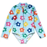 Toby Tiger Badeanzug mit Regenbogenblumen Print Blau 116