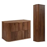 Badmöbel SET Waschtischunterschrank Unterschrank 80 cm + Hochschrank Dunkelbraun