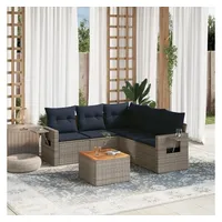 vidaXL Gartensofa-Set 6-tlg. grau Polyrattan