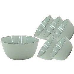 Van Well | URBAN Schale 11 cm grün 6er Set - Steinzeug für Tapas, Dips, Snack und Saucen