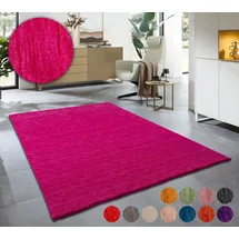 OTTO home Wollteppich OTTO HOME "Karchau", pink, B:60cm H:13mm L:90cm, Schurwolle, Teppiche, Handweb Teppich, meliert, reine Wolle, handgewebt, brilliante Farben
