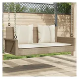 furnicato Gartenbank Hängebank mit Kissen Beige 119x56x48 cm Poly Rattan beige