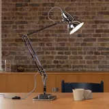 Anglepoise Original 1227 Schreibtischleuchte, chrom/Kabel schwarz/weiß