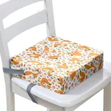 Surwin Rutschfeste Sitzerhöhung Stuhl Waschbar Kind Sitzkissen Stuhl mit Sicherheits Schnalle, Cartoon Tier 3D Sitzkissen Kinder Tragbare Sitzerhöhung Zerlegbar Sitzhilfe (Eichhörnchen,32x32x8cm)