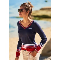 KANGAROOS V-Ausschnitt-Pullover, im tollen Streifen-Farb-Mix 48/50 (XL) marine-rot, Pullover