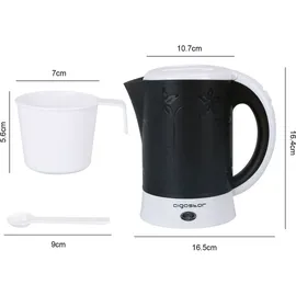 Aigostar Cooltravel 30JQL Kompakter Reisewasserkocher 0,6L - Schwarz - Schwarz