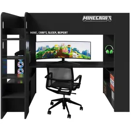Minecraft Hochbett Minecraft 90 x 200 cm Holz schwarz