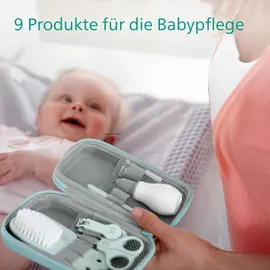 Philips AVENT Babypflege-Set – Starter-Set mit 9 Zubehörteilen: Nagelknipser, Schere, 3 Nagelfeilen, Kamm, Haarbürste, Nasensauger und Fingerzahnbürste (Modell SCH401/00)