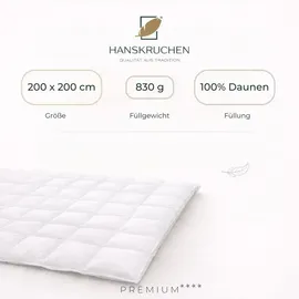 HANSKRUCHEN GmbH Hanskruchen® Bettdecke Daunen 100% 200x200 cm Medium waschbar Allergiker Ganzjahresdecke atmungsaktiv Daunendecke weiss - Weiß
