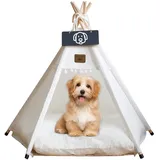 Vinnypet Tipi Zelt fur Katzen und Hunde Haustierzelte Häuser mit Plüschkissen Luxery Hundezelt Katzenzelt Abnehmbar und Waschbar Katzenhaus Haustierhäuser 60x60x70cm