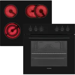 Telefunken ECHS65A-B2 Einbauherd-Set | Elektro-Herd-Kochfeld-Kombi | Backofen & Glaskeramik-Kochfeld | Hot Air Shield