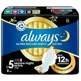 0,60€/Stk- 8x Always Damenbinden mit Flügeln (Gr.5)Ultra Secure Night Extra– 8St