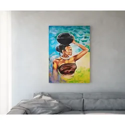 DELIFE Gemälde Africa 100x140 cm Mehrfarbig Acryl auf Leinwand, Dekoartikel