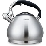 Easyworkz Wasserkessel Induktion Pfeifkessel aus Edelstahl, 2,3 l Teekessel für alle Kochplatten, Flötenkessel mit Hitzebeständiger und rutschfester Griff, Wasserkocher für Tee Kaffee