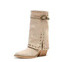 Ital-Design Cowboyboots Damen Beige 36