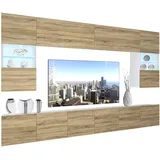 Belini Wohnwand Vollausstattung Wohnzimmer-set Moderne Schrankwand mit Led-beleuchtung Anbauwand Tv-schrank Sonoma Eiche