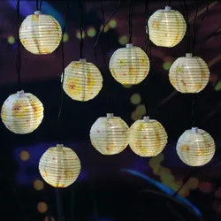 LED Solar Lichterkette Lampions Sonne Blumen Motiv für Garten Balkon Terrasse