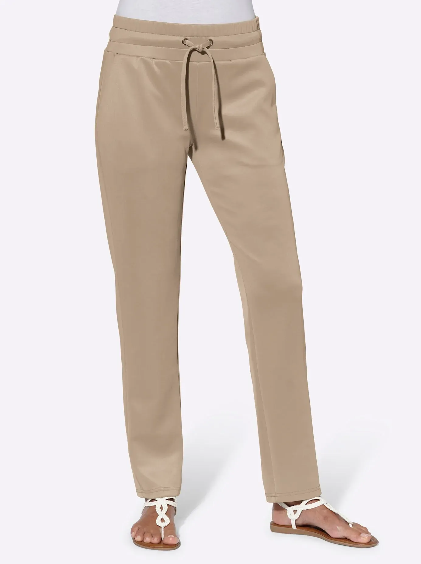Schlupfhose CLASSIC BASICS, Damen, Gr. 19, Kurzgrößen, beige, 95% Polyester, 5% Elasthan, unifarben, lang, Hosen Schlupfhose