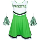 REDSTAR FANCY DRESS Cheerleaderkostüm Damen mit Cheerleader Pompoms – Cheerleader Kostüm Damen – Kostüm Damen als High School Cheerleader – Halloween Kostüm Damen