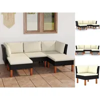 vidaXL 5-tlg. Garten-Lounge-Set mit Kissen Poly Rattan Schwarz