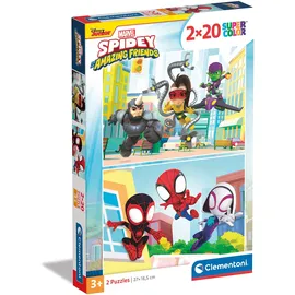 CLEMENTONI - 24794 - Supercolor Puzzle Marvel Spidey and His Amazing Friends 2 Puzzle Mit 20 Teile - Puzzle Für Kinder Ab 3 Jahren, Made In Italy