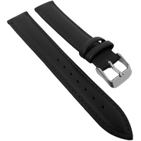 Minott Uhrenarmband weiches Lederband gepolstert mit Naht 28710, Farbe:schwarz, Stegbreite:22mm, Schließe:Silbern, Länge:XL-Extralang