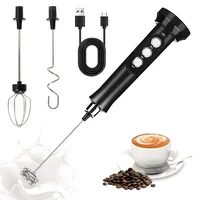 Milchaufschäumer Stab mit 3 Quirl, Wiederaufladbarer Milchaufschäumer Elektrisch Stab, Milchaufschäumer USB Aufladbar, Milchschäumer Milk Frother, für Latte Matcha-Tee Cappuccino
