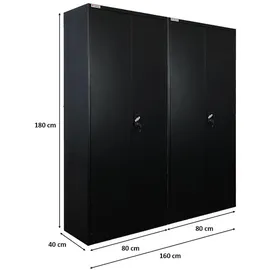 Proregal Flügeltürenschrank ELEPHANT Metall, 160x180x40 cm, Arbeitszimmer, Aktenschränke