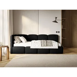 Selsey Cloudy – Einzelbett 120x200, Kopfteil links, Matratze & Bettkasten, Samt Schwarz