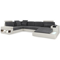 JVmoebel Ecksofa Wohnlanschaft Ecksofa Sofa Couch U Form Leder Textil Neu Bellini Grau grau