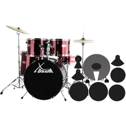 XDrum Semi 22" Standard Schlagzeug Lipstick Red Set + Dämpfer