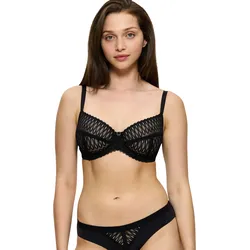 Bügel-BH TRIUMPH "Aura Spotlight W", Damen, Gr. 85, Cup E, schwarz, Microtouch, Spitze, Obermaterial: 81% Polyamid, 14% Elasthan, 5% Polyester, elegant, BHs, moderne Grafikspitze